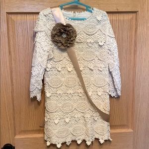 Girls handmade ivory/lace dress. Sz. 6